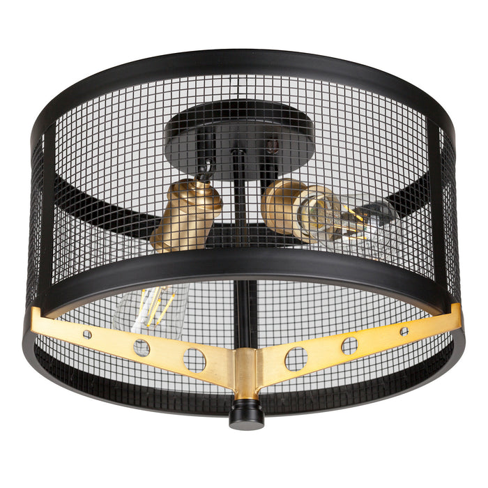 Two Light Flush Mount from the Takoma collection in Black and Soft Gold finish