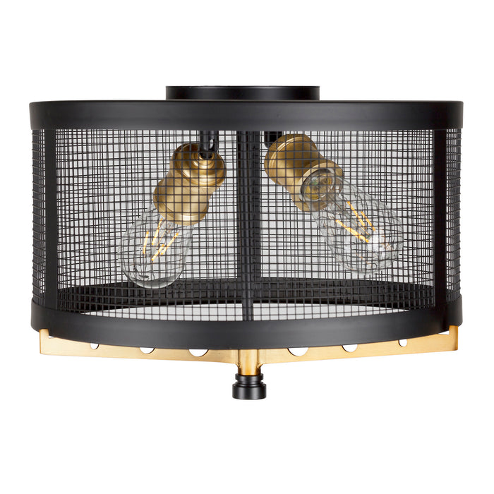 Two Light Flush Mount from the Takoma collection in Black and Soft Gold finish