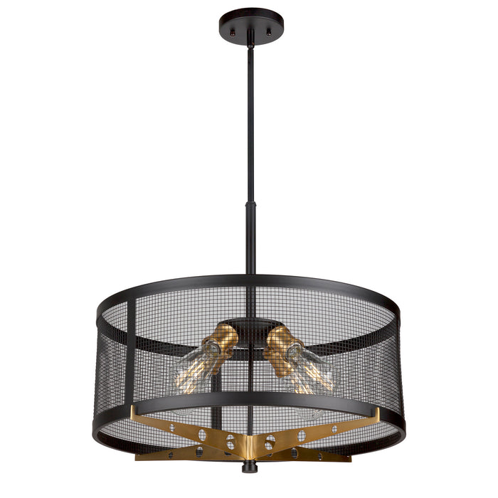 Four Light Pendant from the Takoma collection in Black and Soft Gold finish