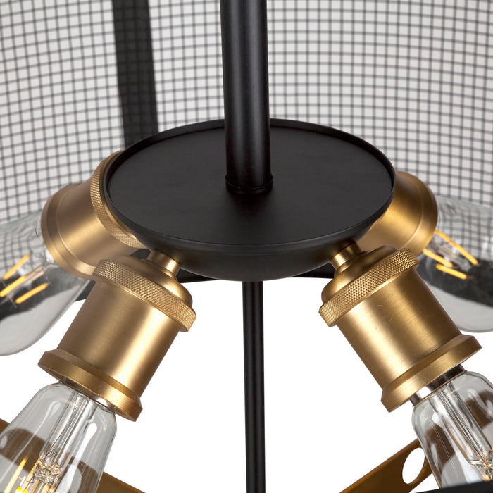 Four Light Pendant from the Takoma collection in Black and Soft Gold finish
