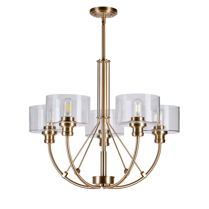 Five Light Chandelier from the Zane collection in Soft Gold finish