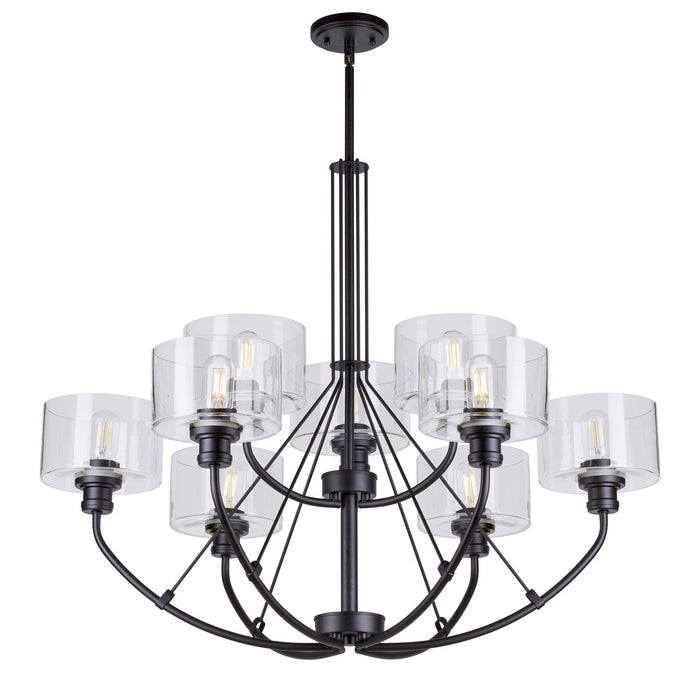 Nine Light Chandelier from the Zane collection in Black finish