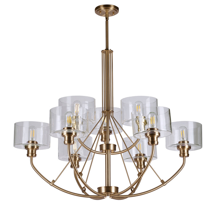 Nine Light Chandelier from the Zane collection in Soft Gold finish