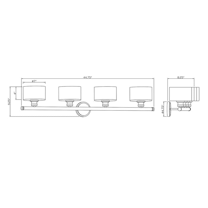 Four Light Bath Vanity Light from the Zane collection in Black finish