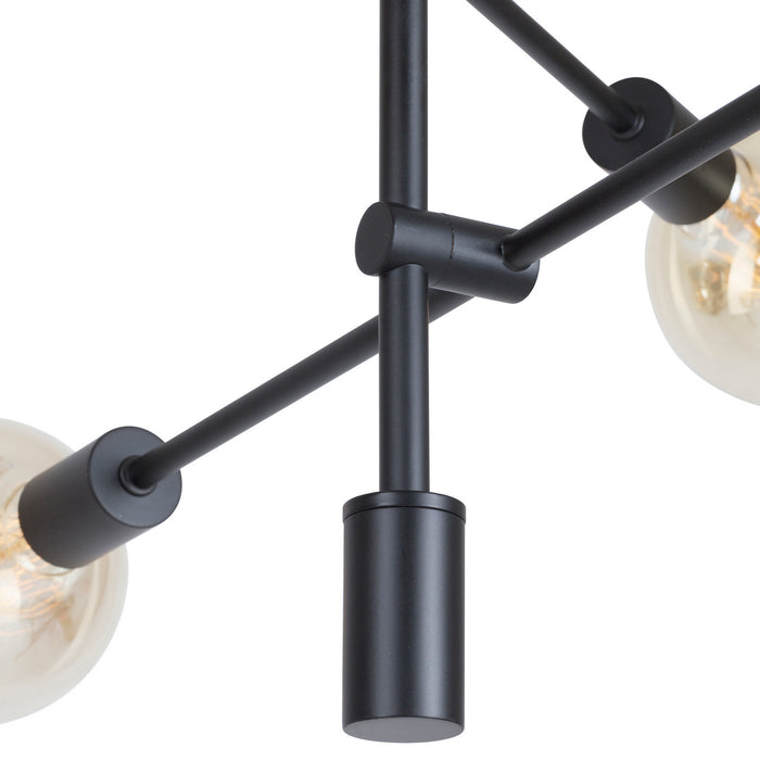 Six Light Chandelier from the Baton collection in Black finish