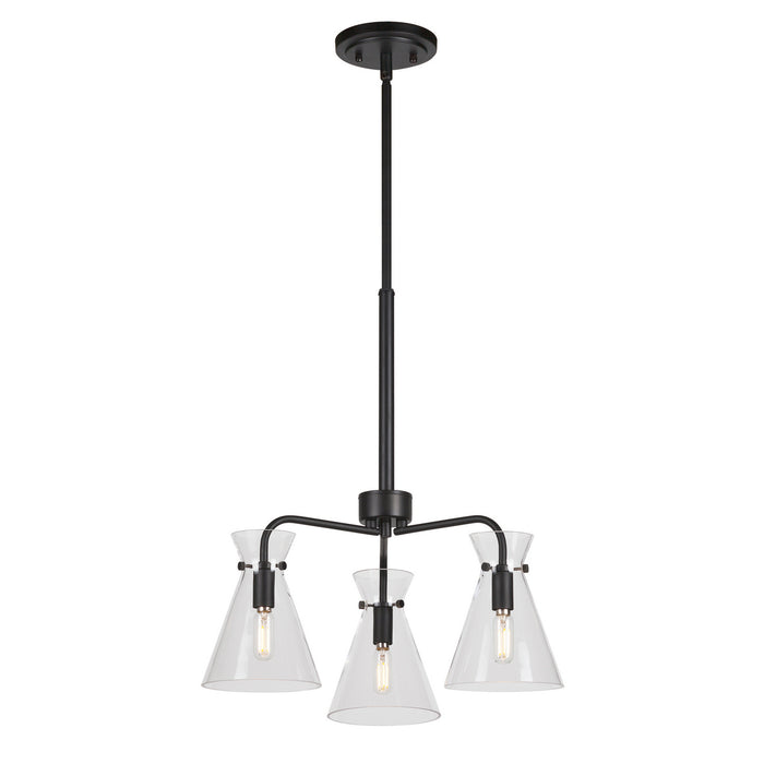 Three Light Chandelier from the Beaker collection in Black finish