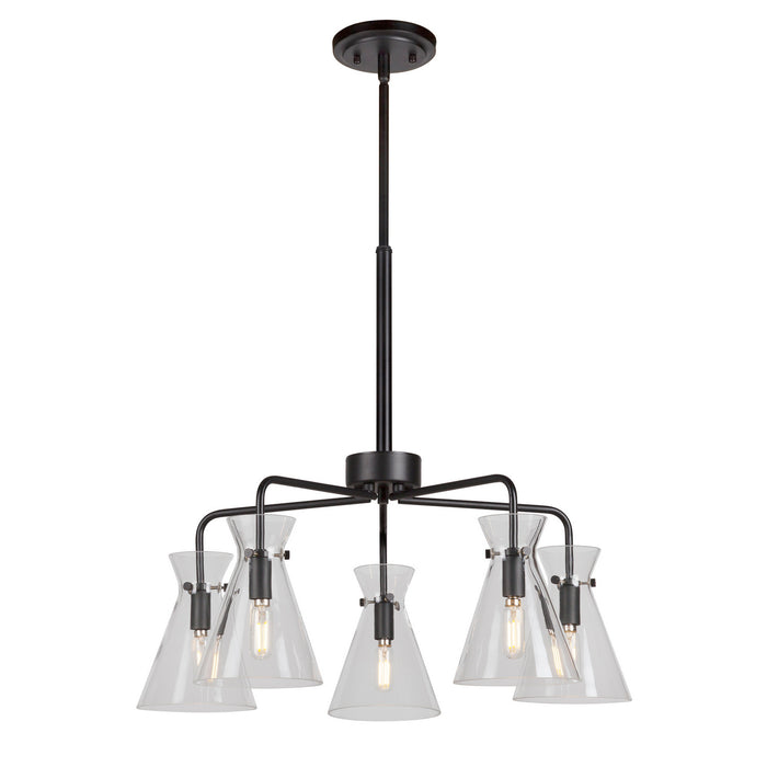 Five Light Chandelier from the Beaker collection in Black finish