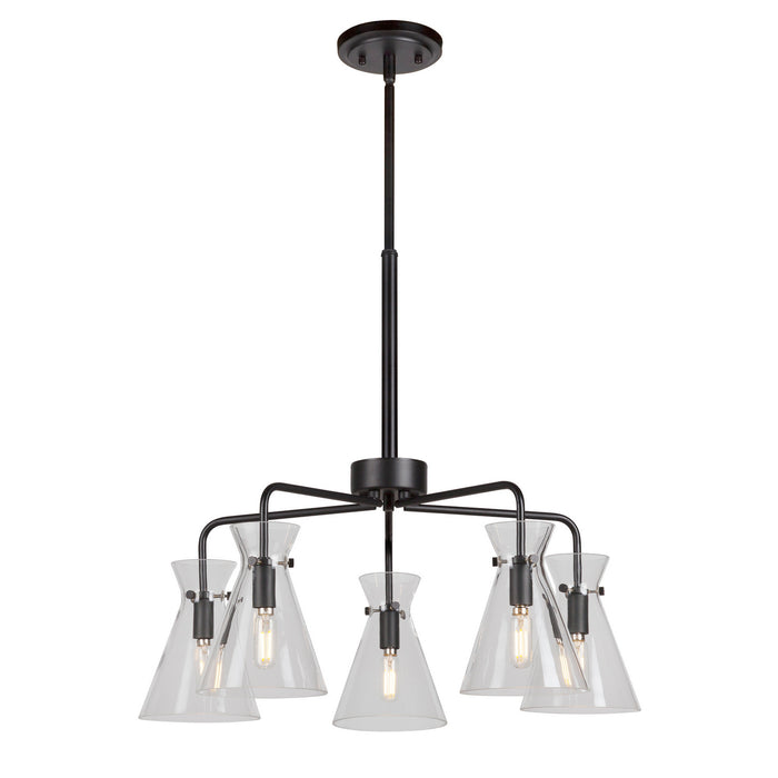 Five Light Chandelier from the Beaker collection in Black finish