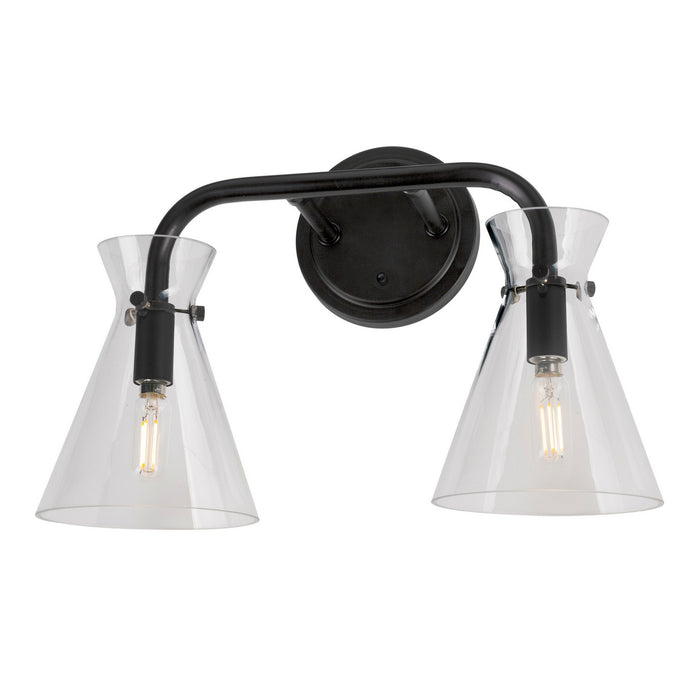 Two Light Bath Vanity Light from the Beaker collection in Black finish