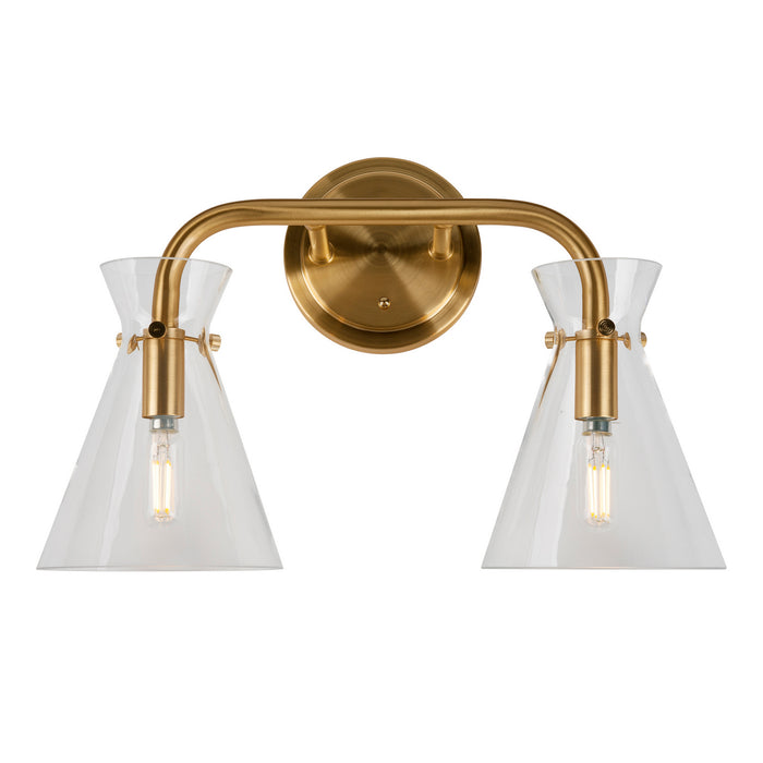 Two Light Bath Vanity Light from the Beaker collection in Soft Gold finish