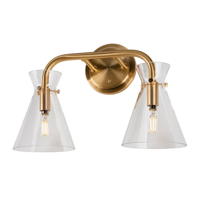 Two Light Bath Vanity Light from the Beaker collection in Soft Gold finish