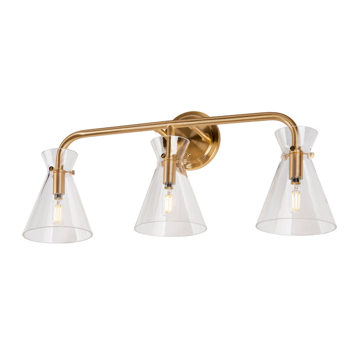 Three Light Bath Vanity Light from the Beaker collection in Soft Gold finish