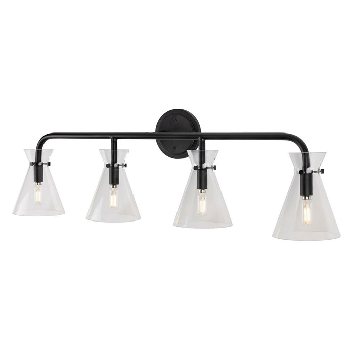 Four Light Bath Vanity Light from the Beaker collection in Black finish