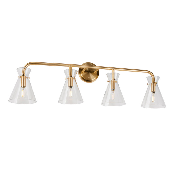 Four Light Bath Vanity Light from the Beaker collection in Soft Gold finish