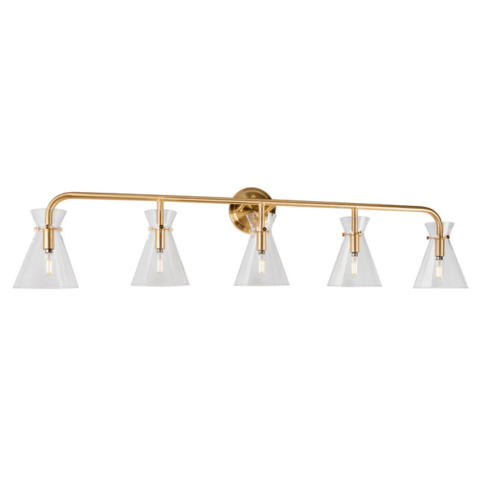 Five Light Bath Vanity Light from the Beaker collection in Soft Gold finish