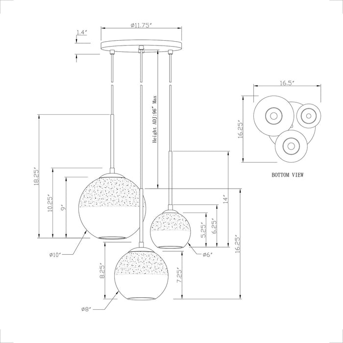 Three Light Pendant from the Callisto collection in Soft Gold finish