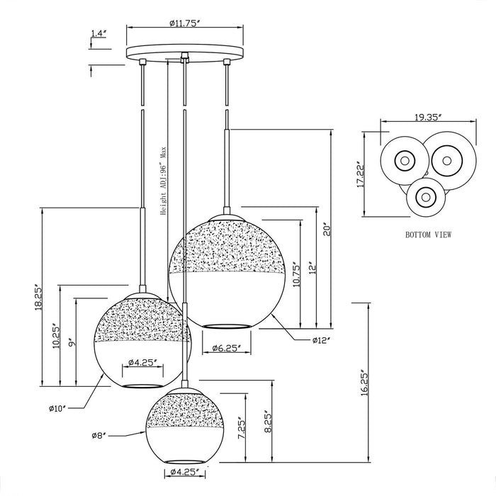 Three Light Pendant from the Callisto collection in Soft Gold finish
