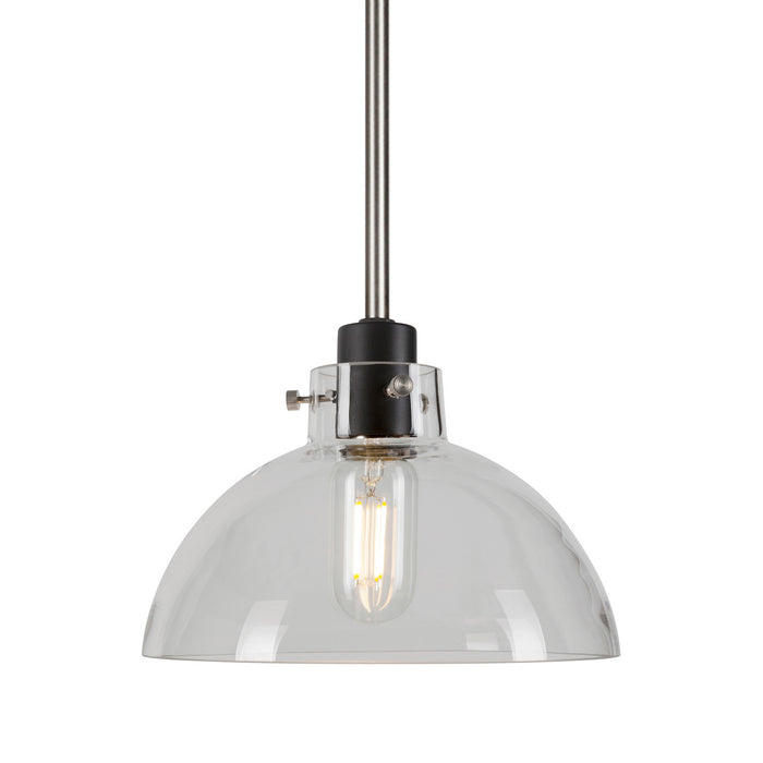 One Light Mini Pendant from the Della collection in Black and Brushed Nickel finish