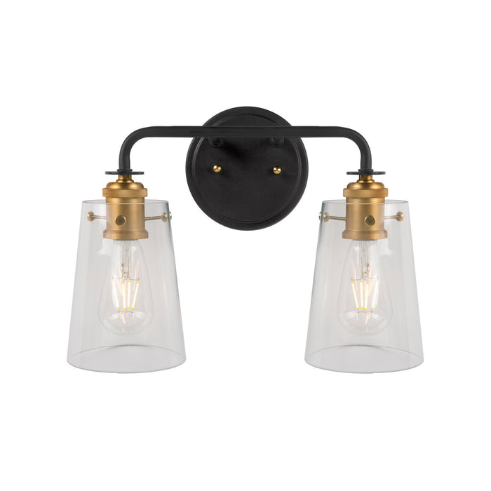 Two Light Bath Bar from the Ronna collection in Black and Soft Gold finish