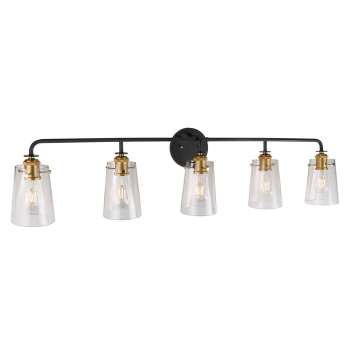 Five Light Bath Bar from the Ronna collection in Black and Soft Gold finish