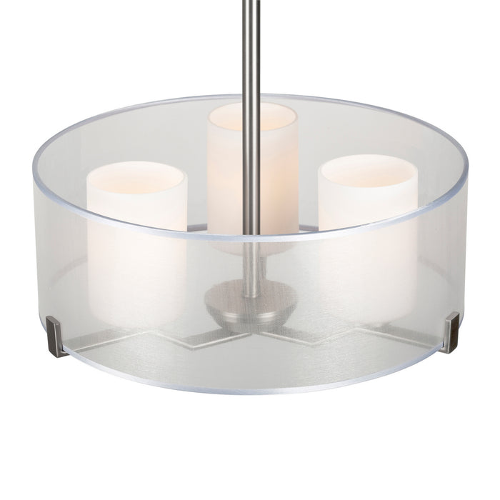 Three Light Pendant from the Shaw collection in Brushed Nickel finish