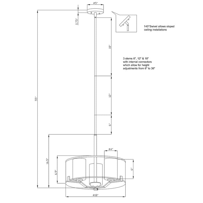 Three Light Pendant from the Shaw collection in Brushed Nickel finish