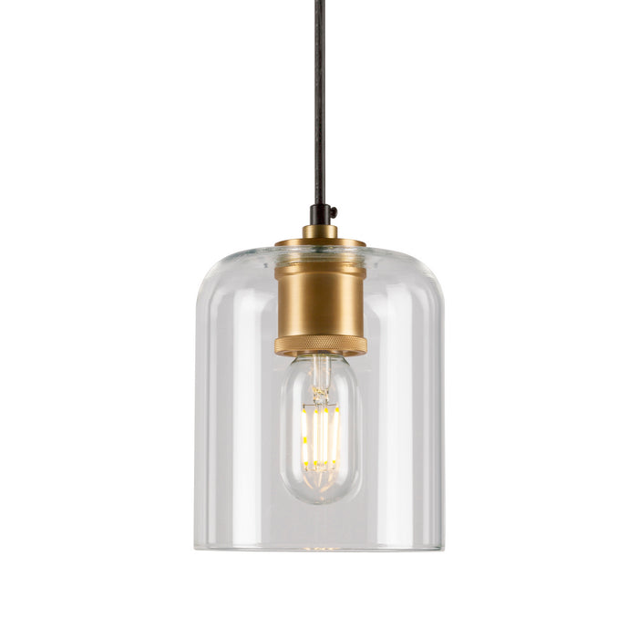 One Light Pendant from the Tyrone collection in Black and Soft Gold finish