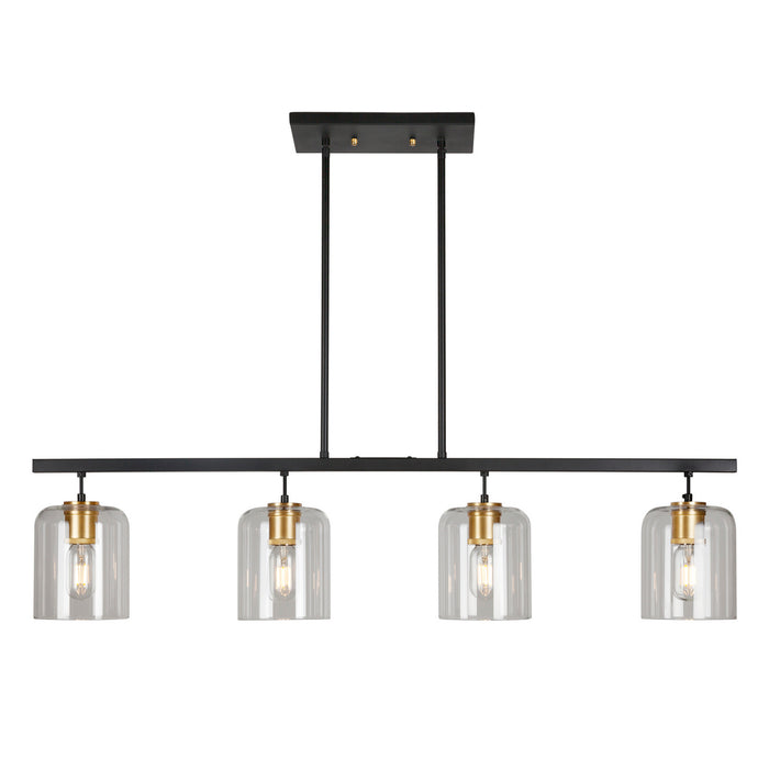 Four Light Linear Chandelier from the Tyrone collection in Black and Soft Gold finish