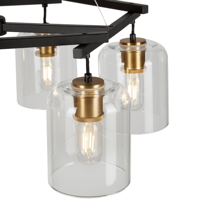 Six Light Chandelier from the Tyrone collection in Black and Soft Gold finish