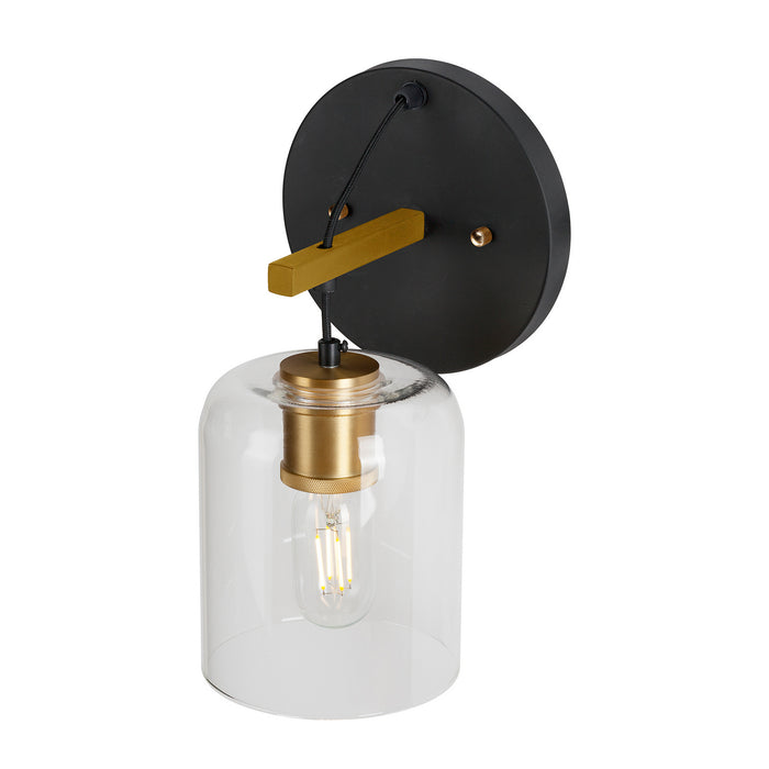 One Light Wall Sconce from the Tyrone collection in Black and Soft Gold finish