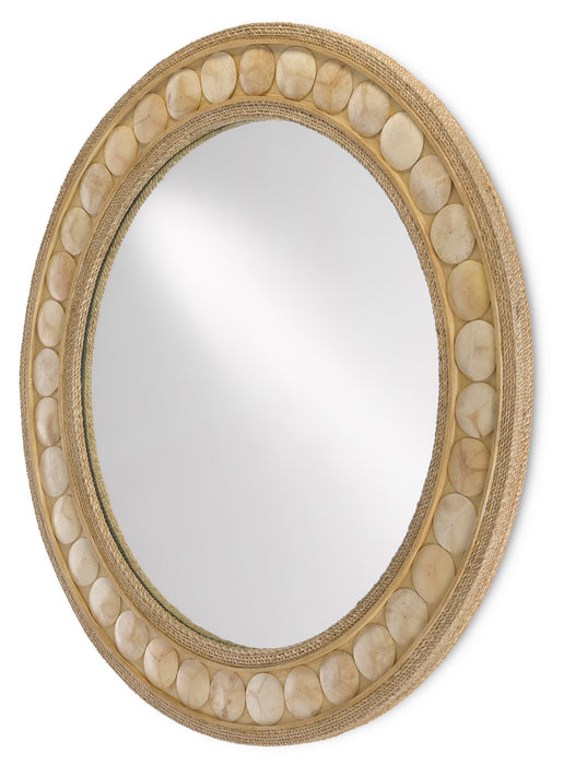 Mirror in Straw/Natural Abaca Rope/Coco Shell/Mirror finish