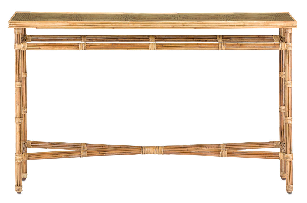 Console Table in Natural Rattan/Clear finish