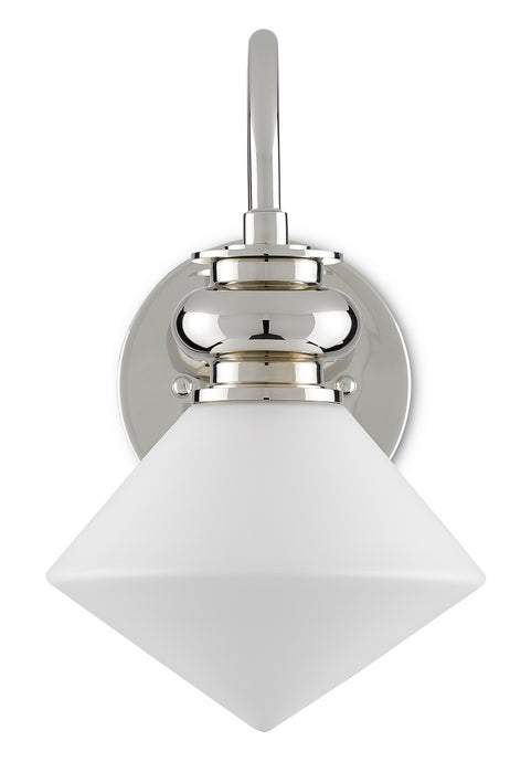 One Light Wall Sconce in Polished Nickel/White finish