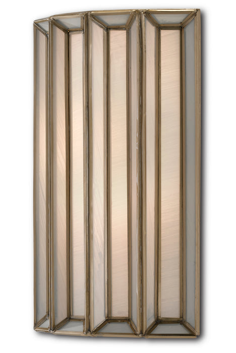 One Light Wall Sconce in Antique Brass/White finish