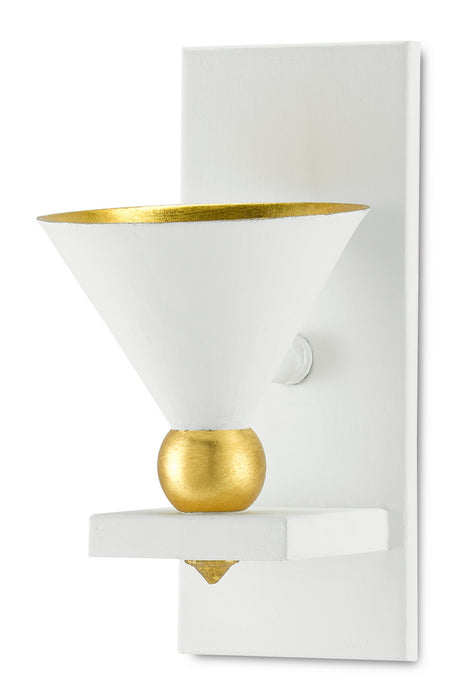 One Light Wall Sconce in Gesso White/Contemporary Gold Leaf finish