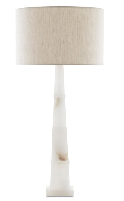 One Light Table Lamp in Alabaster/Polished Nickel finish