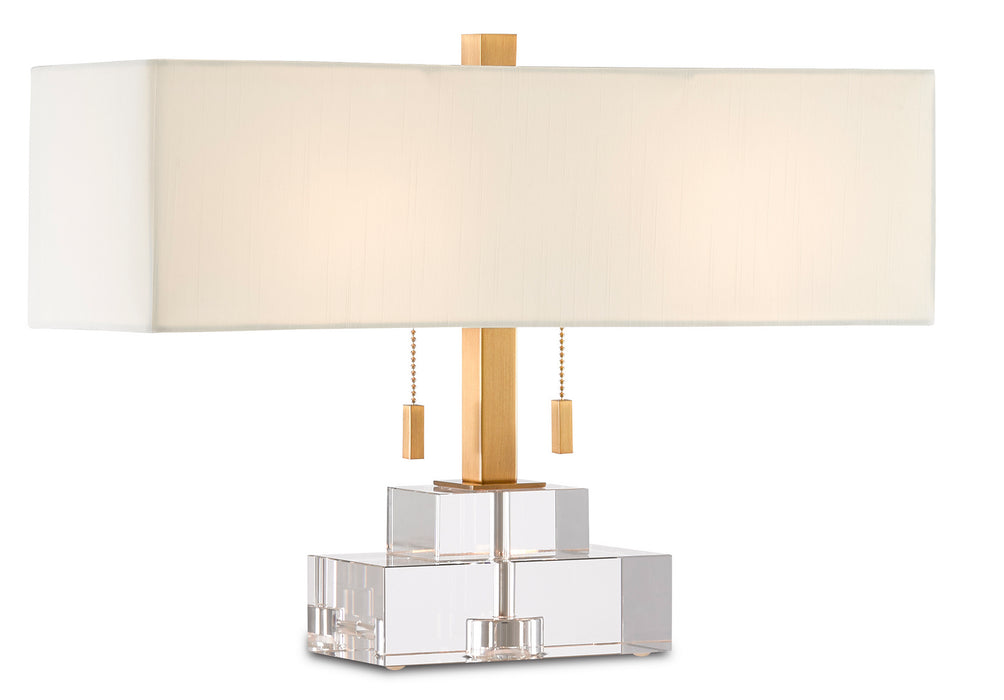 Two Light Table Lamp in Clear/Antique Brass finish