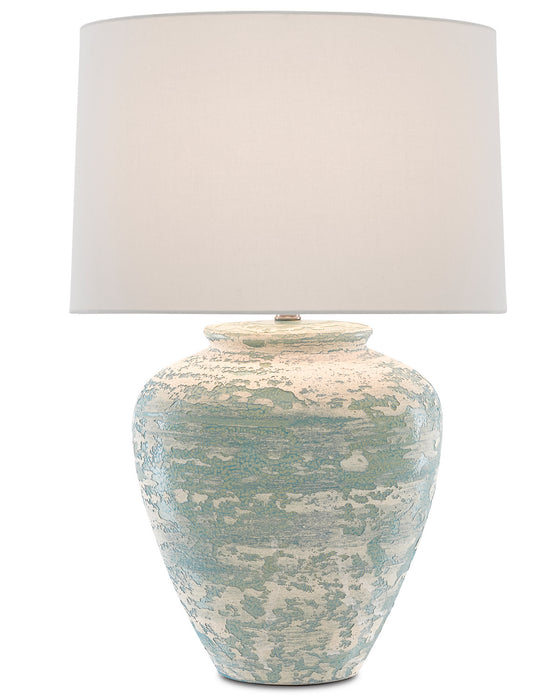 One Light Table Lamp in Aqua/Cream finish