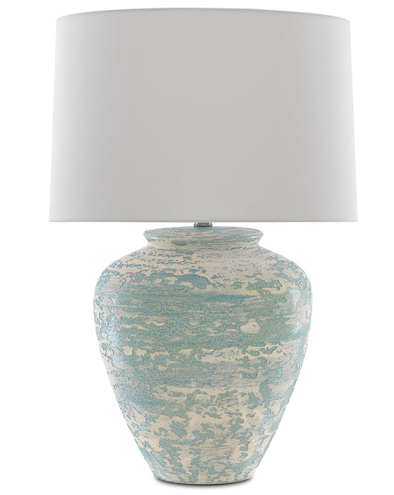 One Light Table Lamp in Aqua/Cream finish