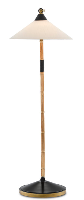 One Light Floor Lamp in Natural/Rattan/New Brass/Satin Black finish