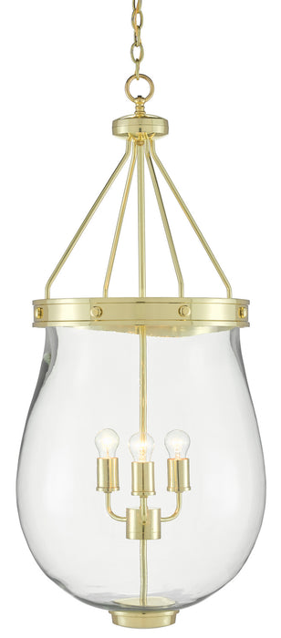 Three Light Lantern in Polished Brass finish