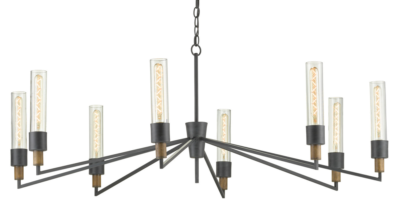 Eight Light Chandelier in Antique Black/Reclaimed Wood finish