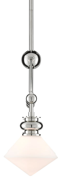 Three Light Chandelier in Polished Nickel/White finish