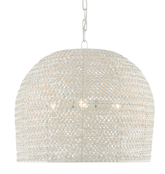Three Light Chandelier in White finish