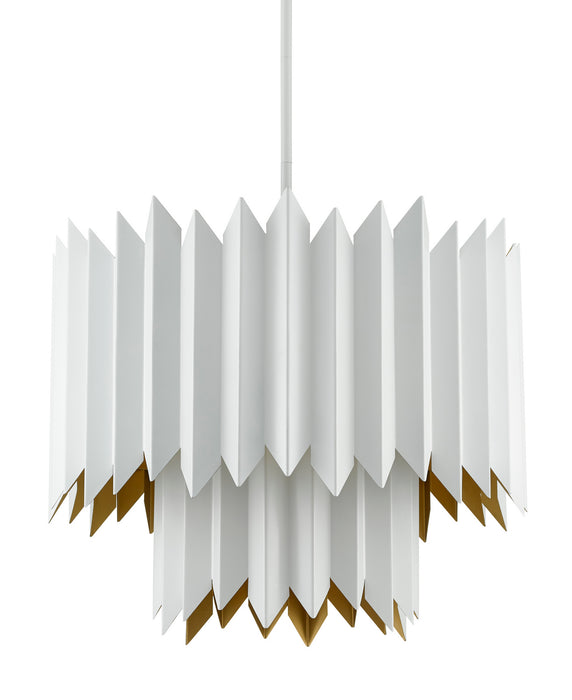 Five Light Chandelier in Sugar White/Painted Contemporary Gold finish