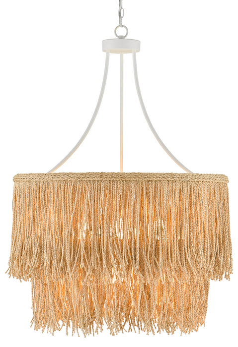 Four Light Chandelier in Gesso White/Natural Rope finish
