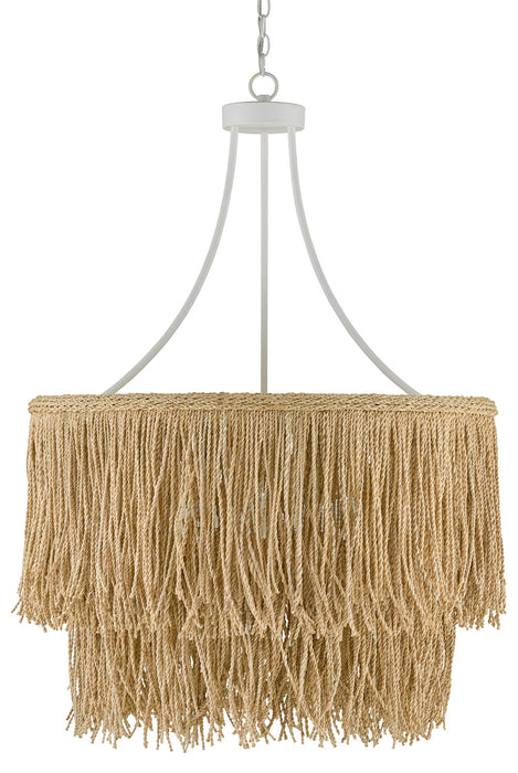 Four Light Chandelier in Gesso White/Natural Rope finish