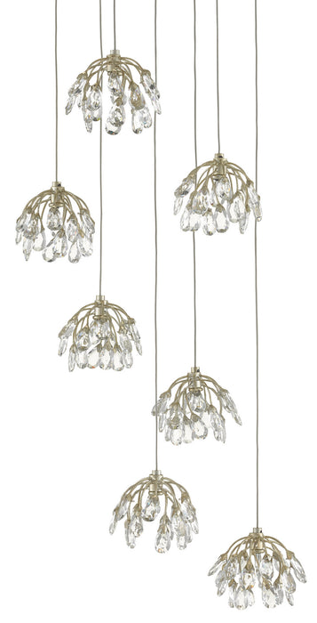 Seven Light Pendant in Painted Silver/Contemporary Silver Leaf finish