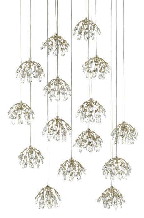 15 Light Pendant in Painted Silver/Contemporary Silver Leaf finish