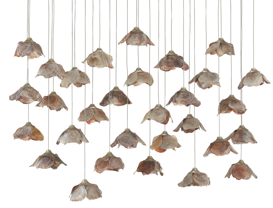 30 Light Pendant in Painted Silver/Contemporary Silver Leaf/Natural Shell finish
